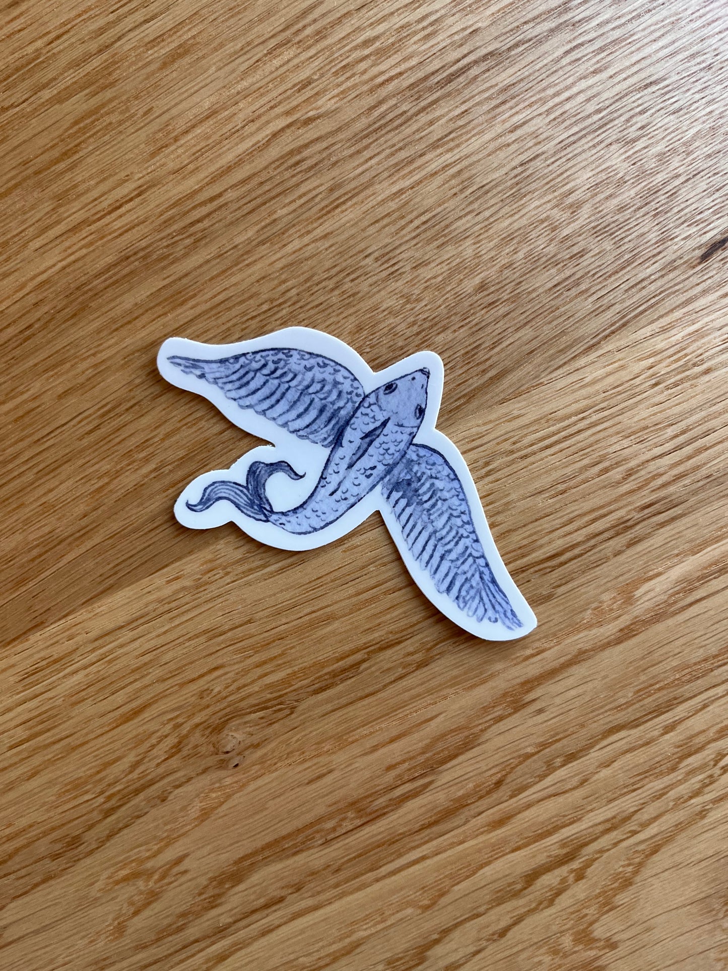 Dusty Blue flying fish vinyl sticker.