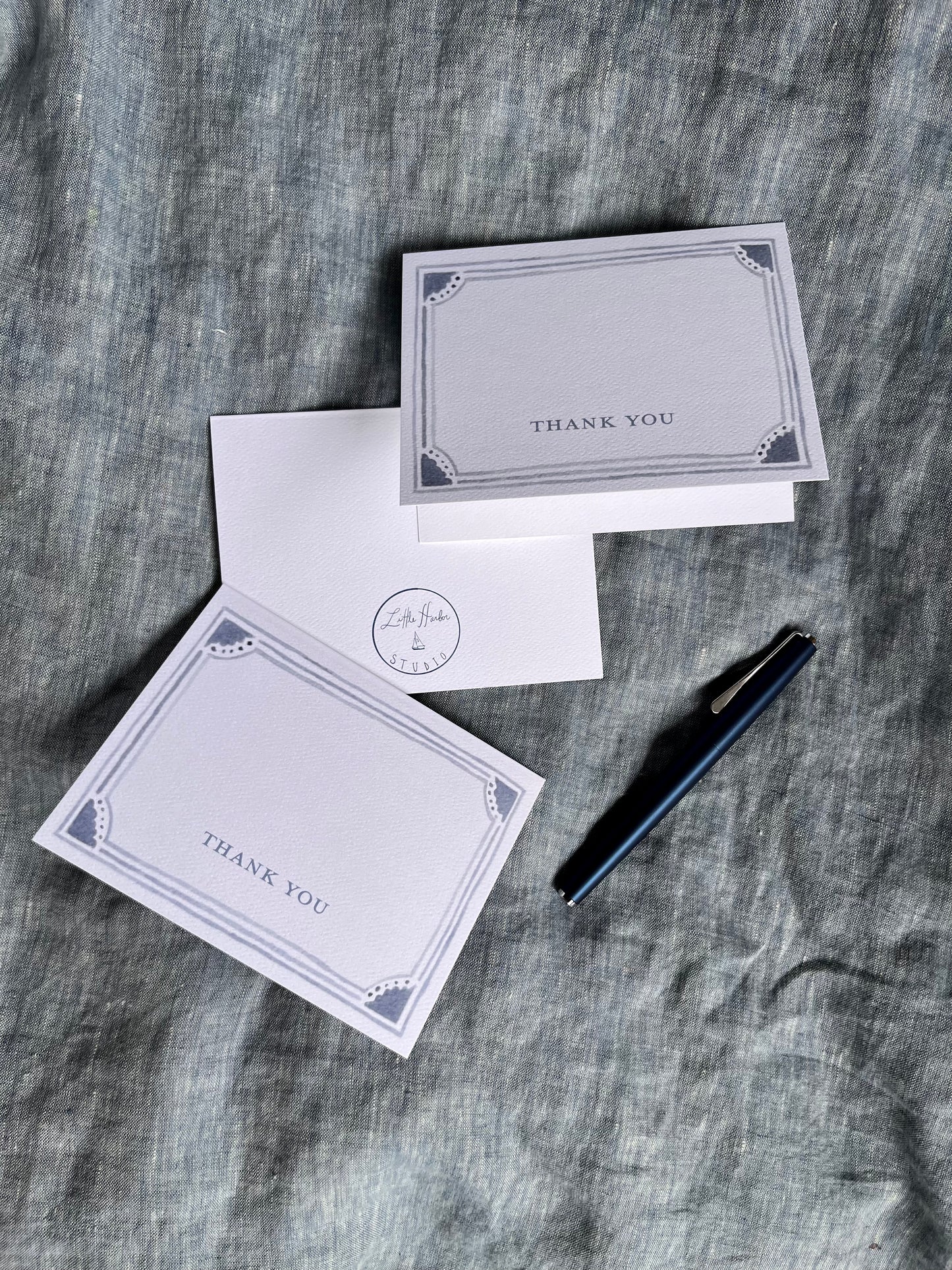 Dusty Blue thank you cards. Hand painted water color.