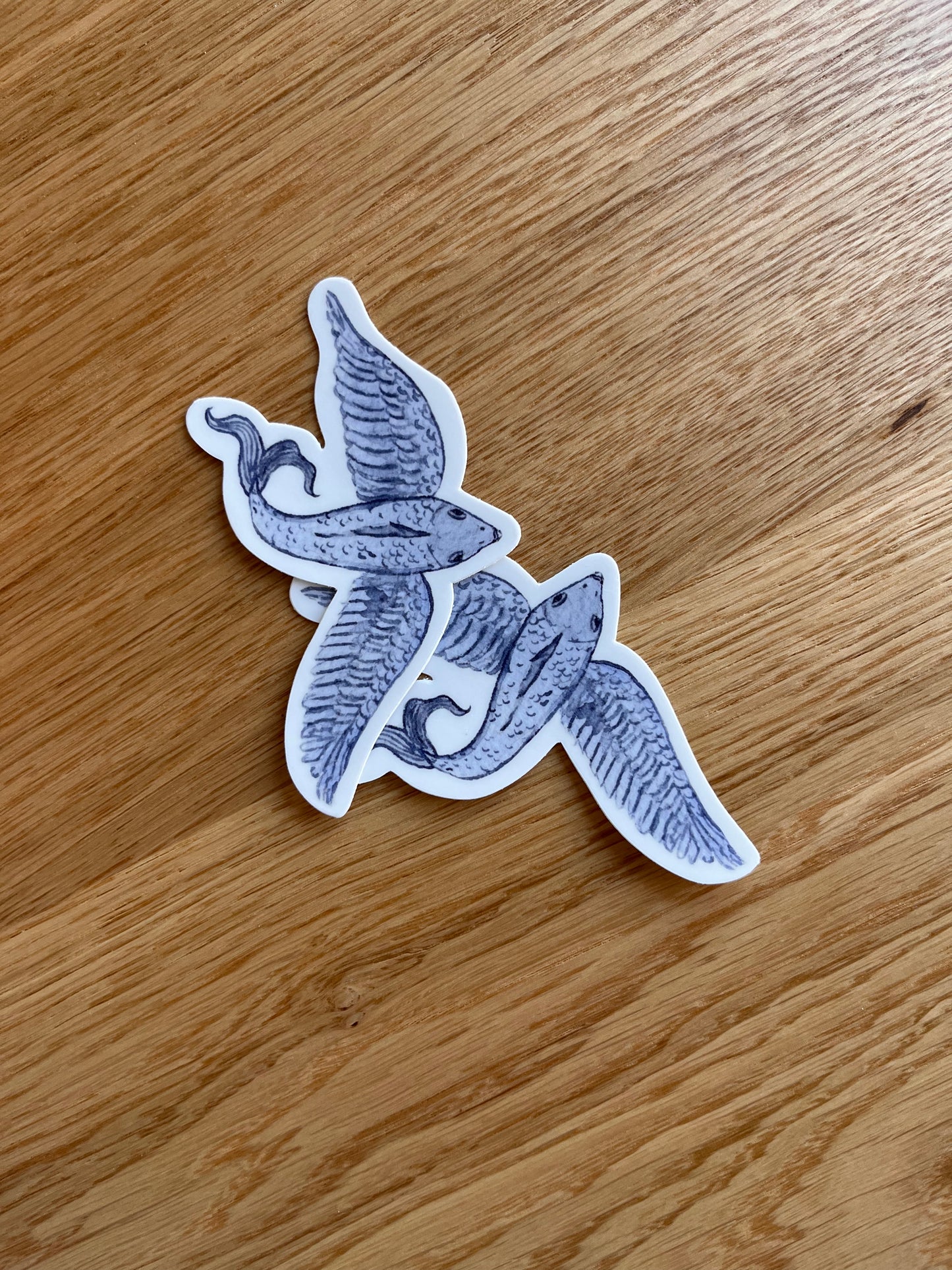 Dusty Blue flying fish vinyl sticker. 