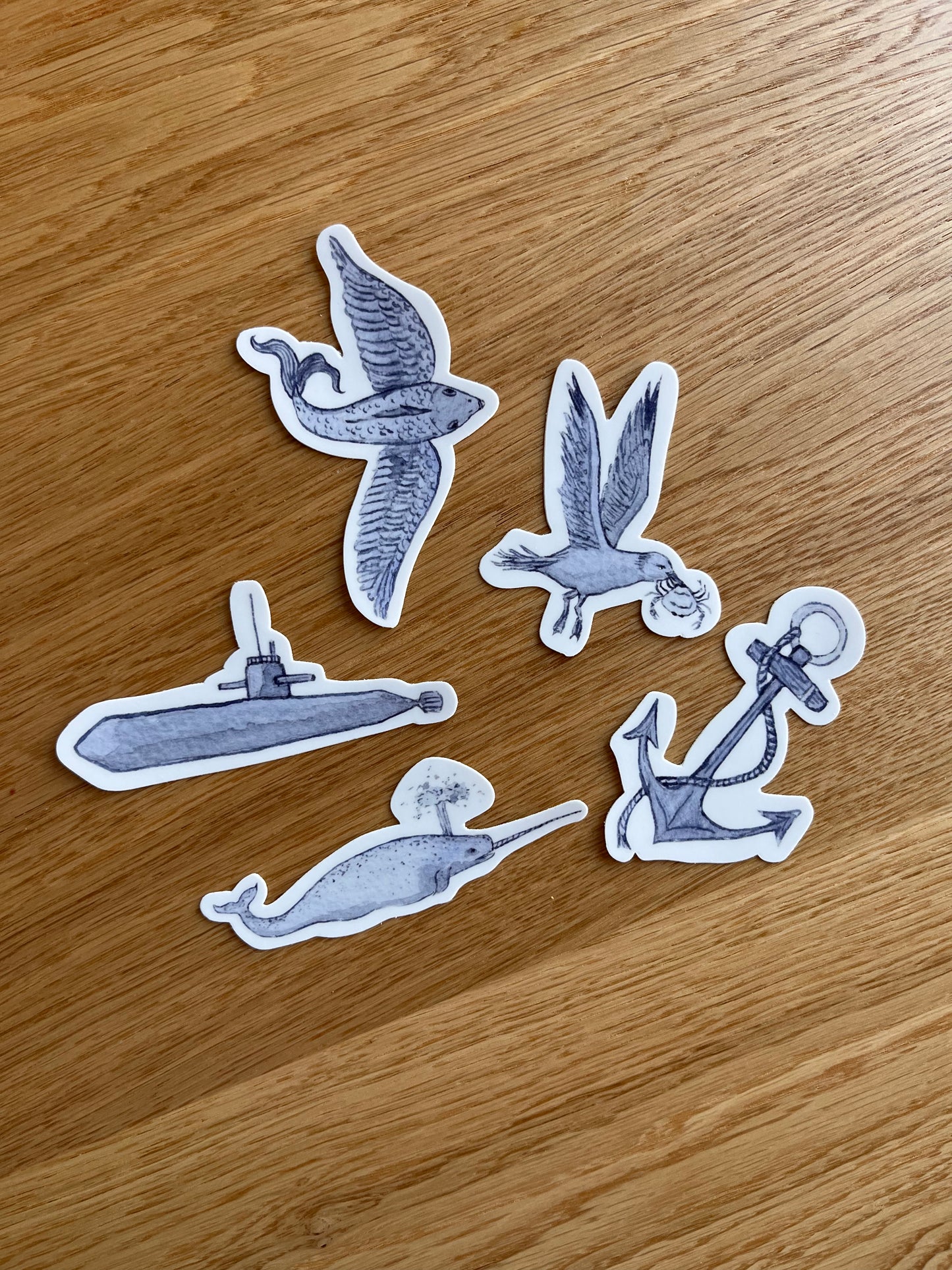 Dusty Blue flying fish vinyl sticker. 